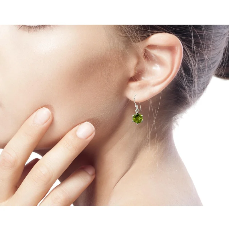 Vintage emerald earrings-Handmade Sterling Silver 'Lime Solitaire' Peridot Earrings (India)