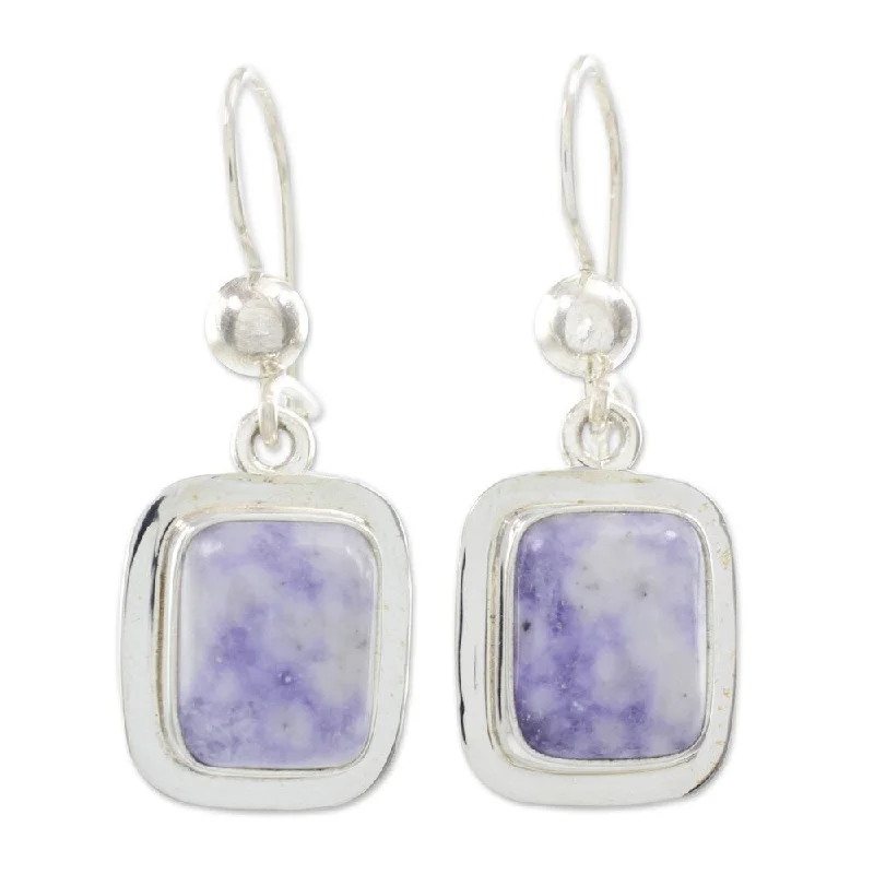 Luminous iolite earrings-Handmade Sterling Silver 'Maya Lilac' Jade Earrings (Guatemala) - Baby Blue