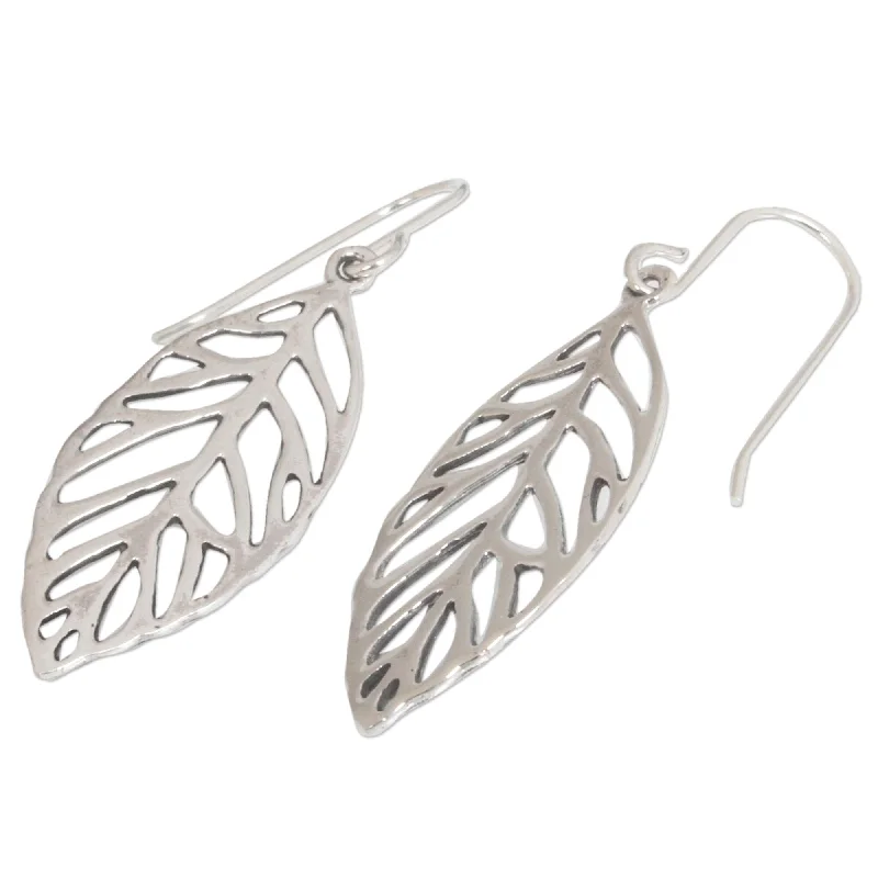 Bold agate earrings-Handmade Sterling Silver 'New Leaf' Earrings (Thailand)