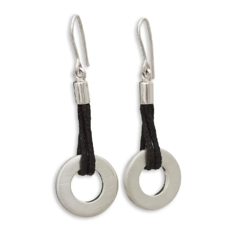 Raised stone earrings-Handmade Sterling Silver 'Perfect Circles' Cotton Earrings (Peru)