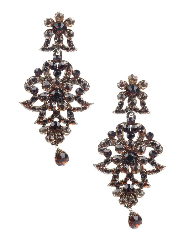 Protruding gem earrings-Odette Women Kundan Studded Dangle Earrings