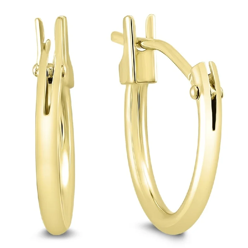 Buffed pewter earrings-Marquee Jewels 12MM Huggie Hoop Earrings in 14K Yellow Gold