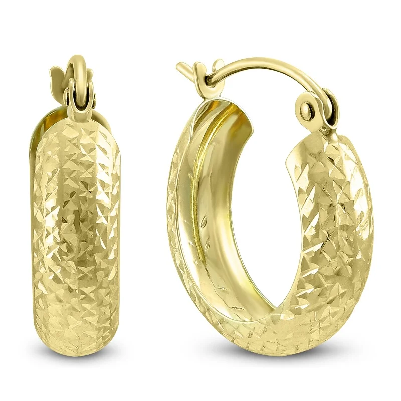 Spotted hoop earrings-Marquee Jewels 14K Yellow Gold Hammered Huggie Hoop Earrings