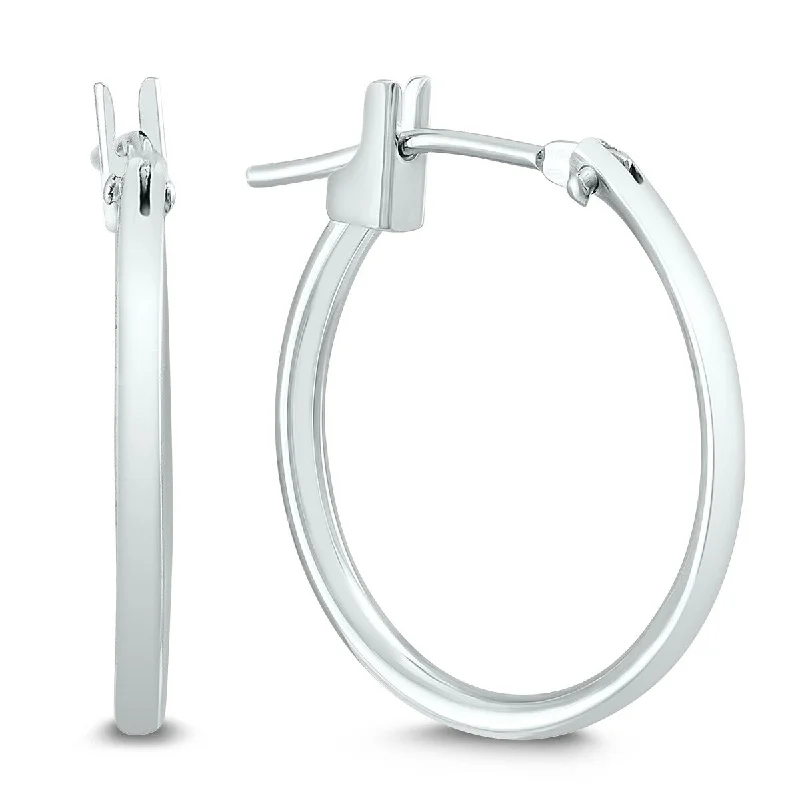 Ridge gem earrings-Marquee Jewels 16MM Hoop Earrings in 14K White Gold