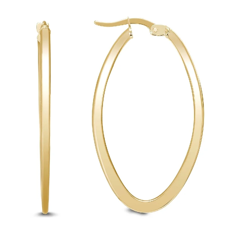 Corkscrew earrings-Marquee Jewels 35 MM Oval Hoop Earrings in 14K Yellow Gold