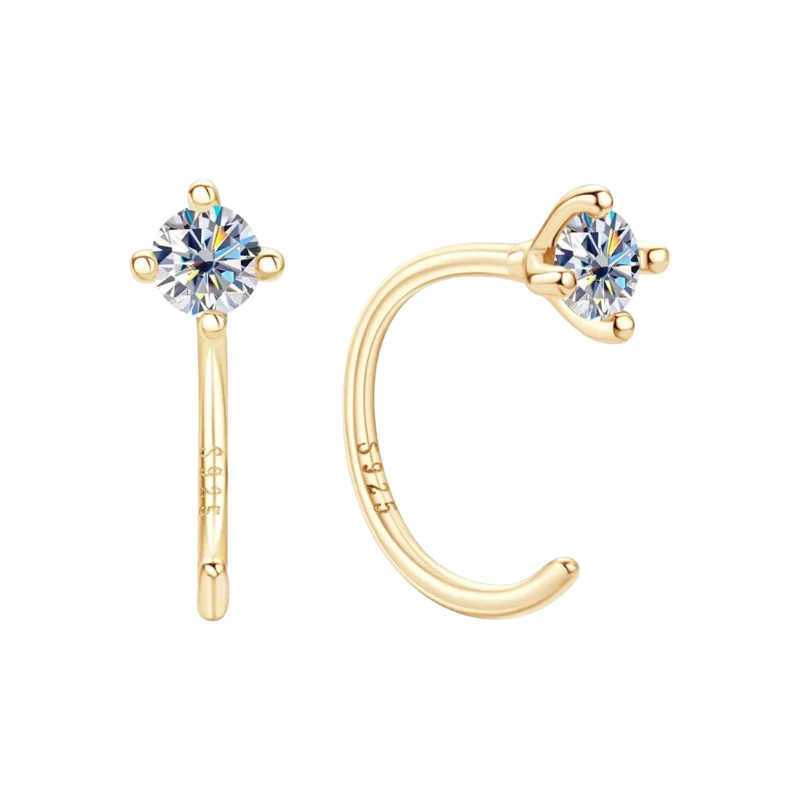 Nested gem earrings-Dainty Diamond Threader Hoops