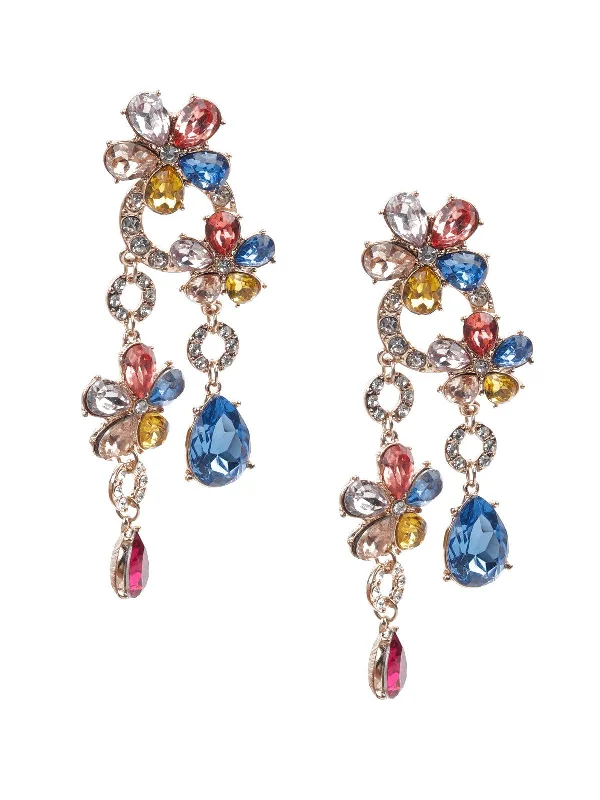 Curled wire earrings-Odette Women Multicolored Chandelier Earrings