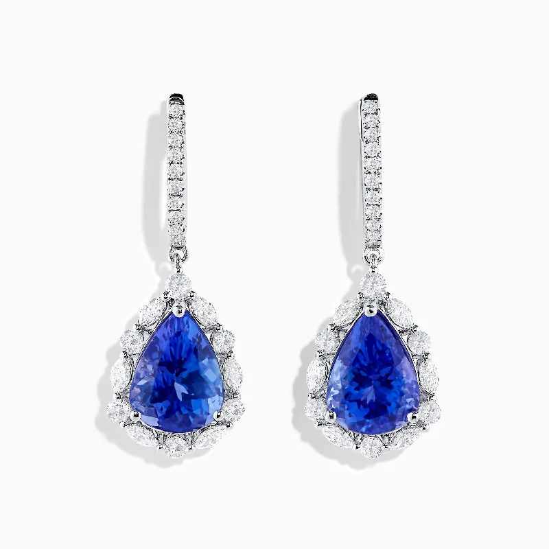 Embossed pattern earrings-Nahla Siri 18K White Gold Tanzanite and Diamond Earrings