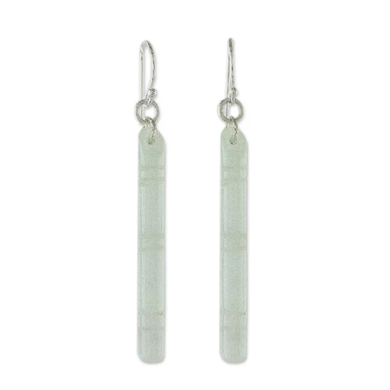 Tight coil earrings-NOVICA Cool Bamboo, Jade dangle earrings - 2.2*0.2