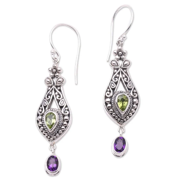 Faint finish earrings-NOVICA Diverse Combination, Peridot and amethyst dangle earrings - 2.2*0.5