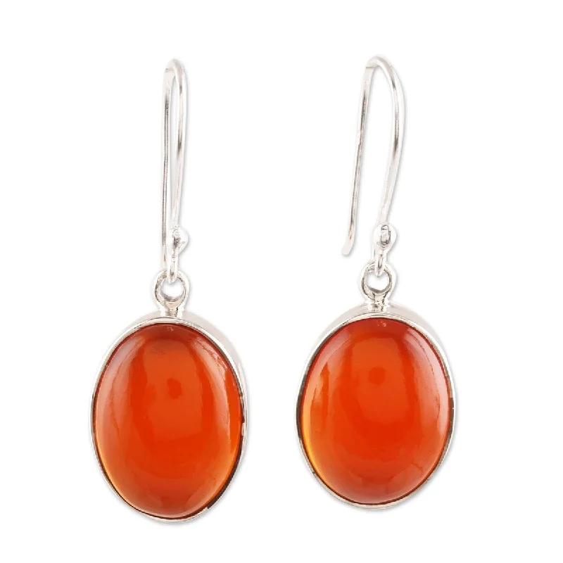 Sparkling kunzite earrings-NOVICA Fiery Ovals, Carnelian dangle earrings - 1.4*0.5