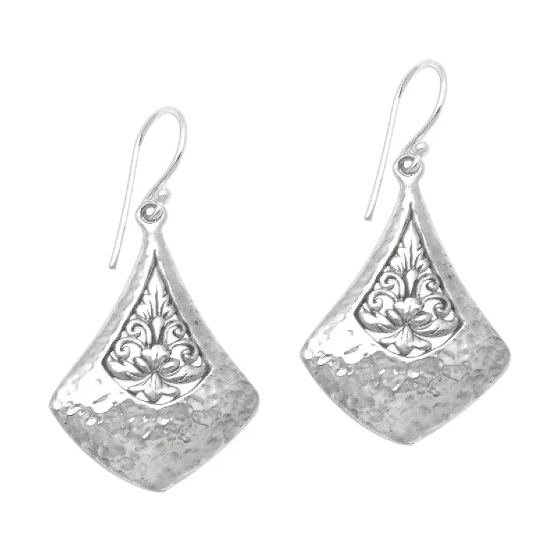 Extended diamond earrings-NOVICA Floral Kites, Sterling silver dangle earrings - 1.6*0.8