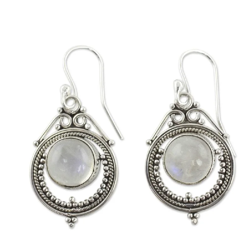 Sparkling kunzite earrings-NOVICA Handmade Sterling Silver 'Mumbai Moons' Moonstone Earrings (India) - 1.3*0.7