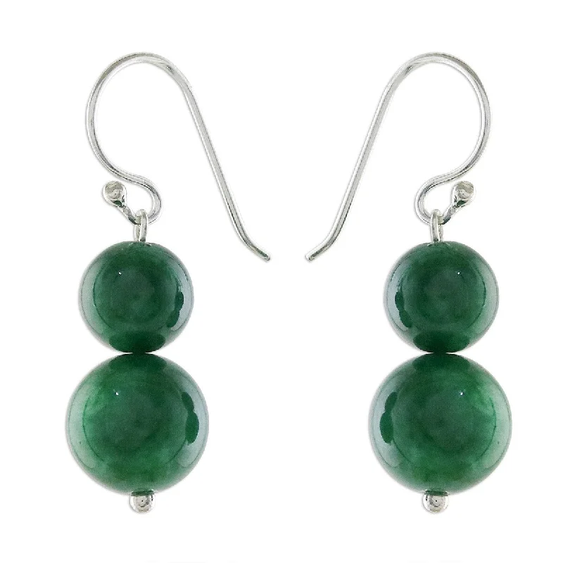 Rich kyanite earrings-NOVICA Jungle Spheres, Quartz beaded dangle earrings - 1.3L*0.4W