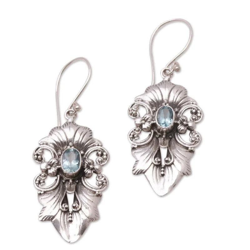 Shining drop earrings-NOVICA Sparkling Crest, Blue topaz dangle earrings - 0.2