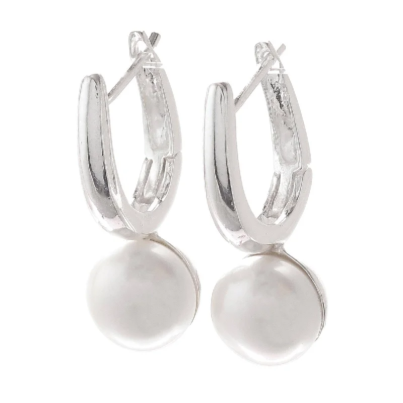 Faint silver earrings-NOVICA Wintry Orbs, Cultured pearl drop earrings - 0.9L*0.4W