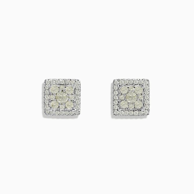 Classic citrine earrings-Bouquet 14K White Gold Square Diamond Cluster Stud Earrings 0.97 TCW