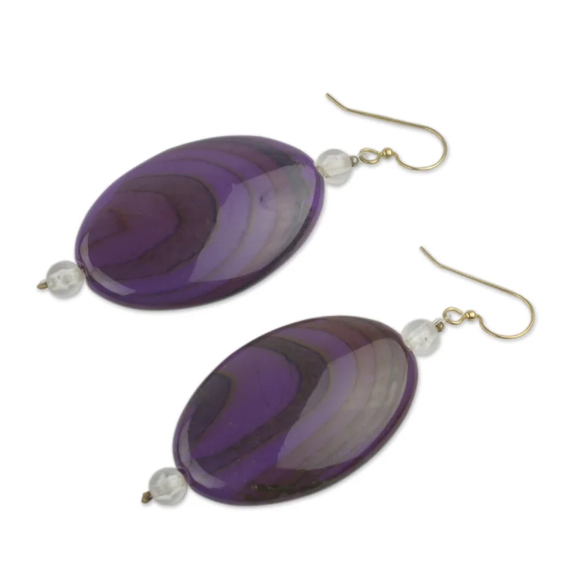 Luminous minimalist earrings-Recycled Plastic 'Odopa in Plum' Beaded Earrings (Ghana)