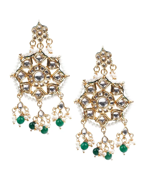 Raised stone earrings-Odette Women Red And Green Meenakari Earrings