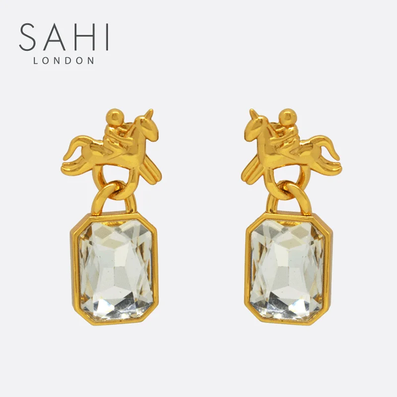 Icy aquamarine earrings-Sahi Age of Innocence Crystal Drop Earring