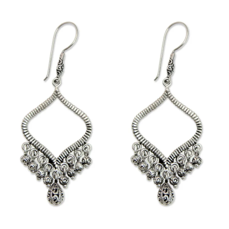 Tarnished gold earrings-Sterling Silver Ancient Chimes Earrings (Indonesia) - 2.5L*0.9W