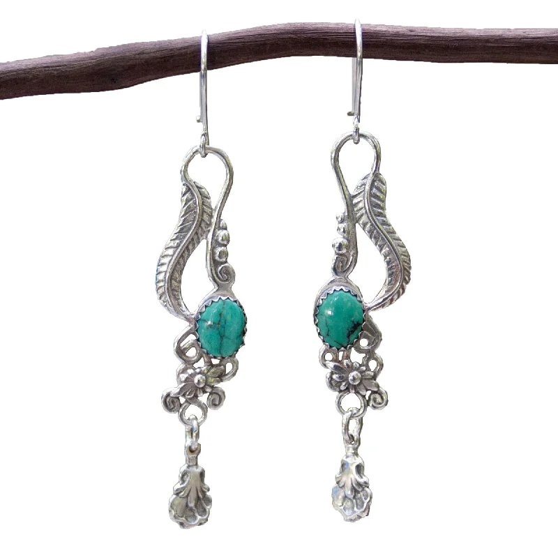 Linked-heart earrings-Sterling Silver Daydream Turquoise Earrings