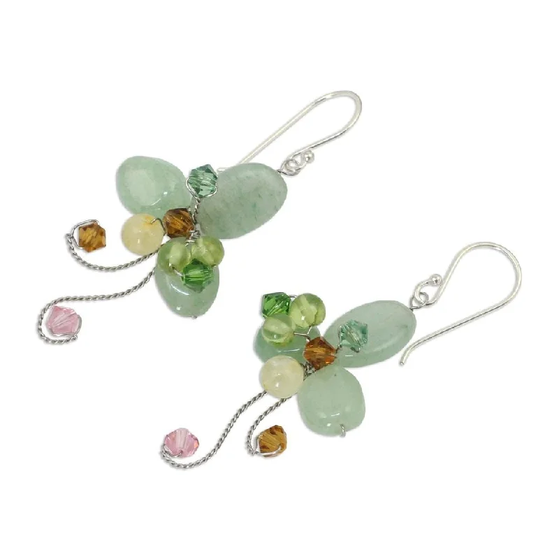 Craggy stone earrings-Sterling Silver Glistening Clover Multi-gemstone Earrings (Thailand) - 2L*0.9W