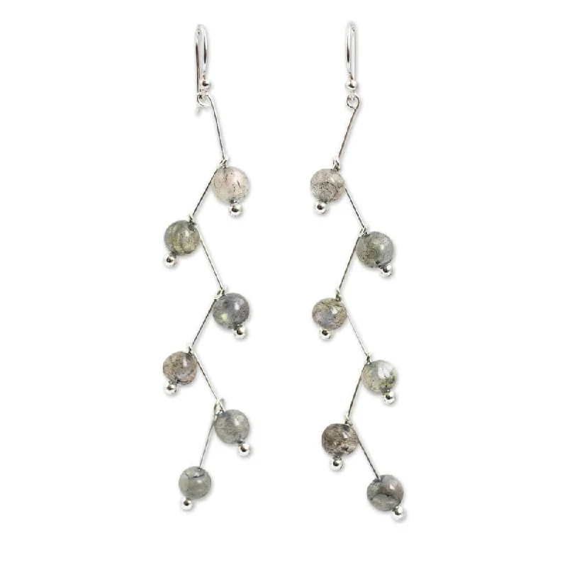 Faint finish earrings-Sterling Silver Lightning Labradorite Earrings (Thailand)