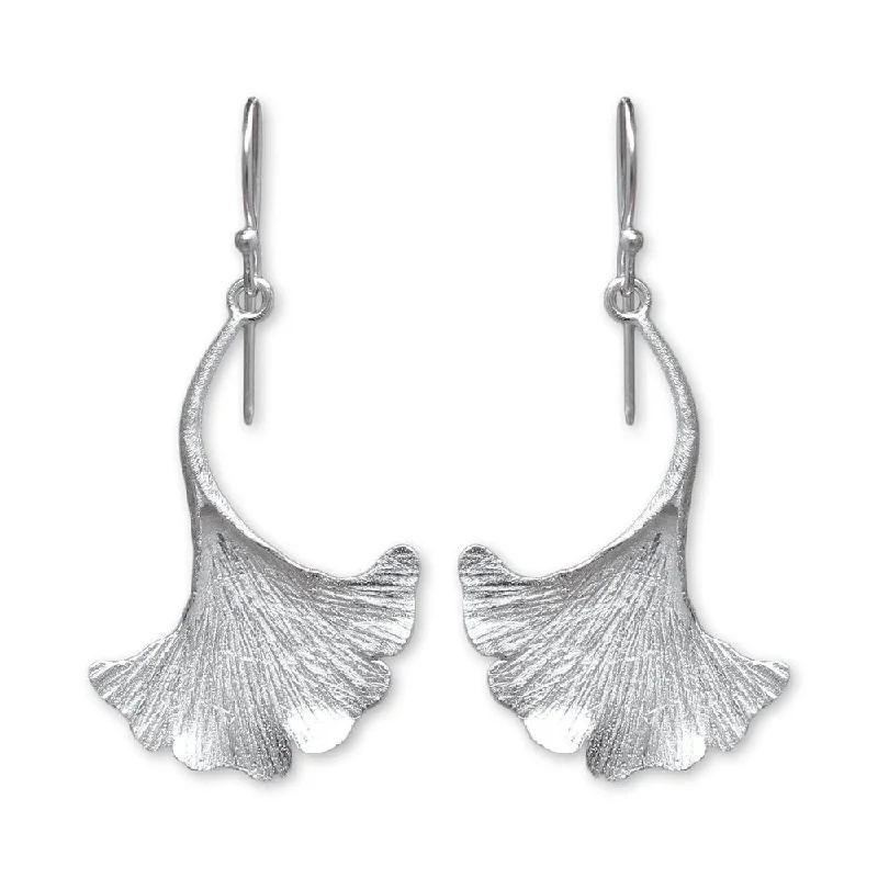 Low-set gem earrings-Sterling Silver 'Oyster Mushroom' Earrings (Indonesia)