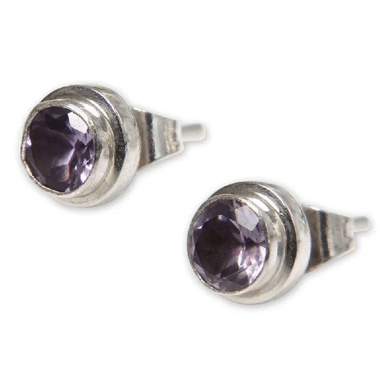 Rich kyanite earrings-Sterling Silver 'Purple Simplicity' Amethyst Earrings (Indonesia)