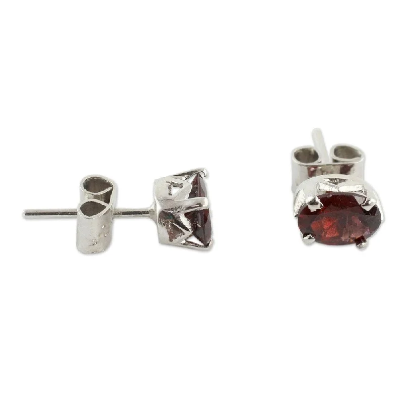 Fine filigree earrings-Sterling Silver Scintillate Garnet Earrings (India)