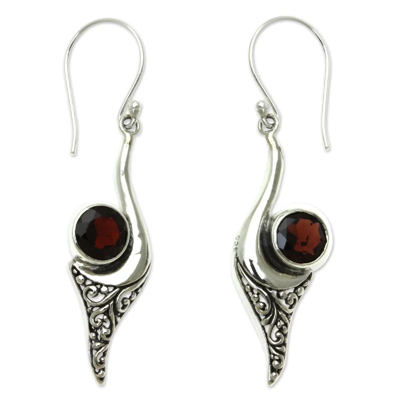 Bright garnet earrings-Sterling Silver Treasure Garnet Earrings (Indonesia)