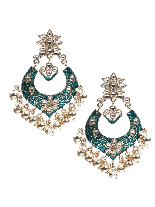 Low-set gem earrings-Odette Women Stone Studded Traditional Dangle Earrings