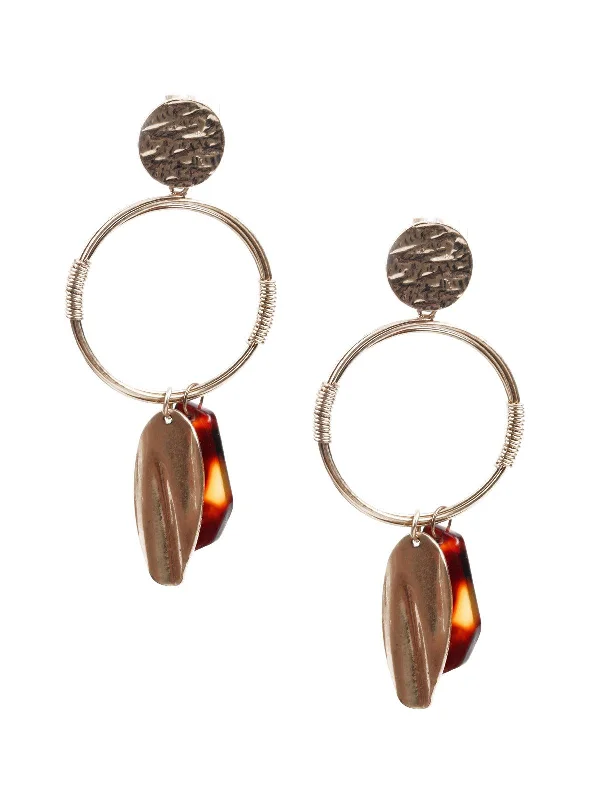 Tarnished gold earrings-Odette Women Stylish Gold Hoop Earrings