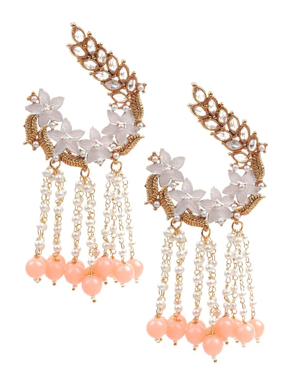 Soft bend earrings-Odette Women Stylish Peach Dangle Earrings