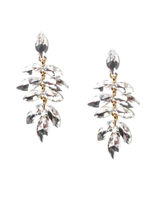 Holographic earrings-Odette Women White Stone Studded Dangle Earring