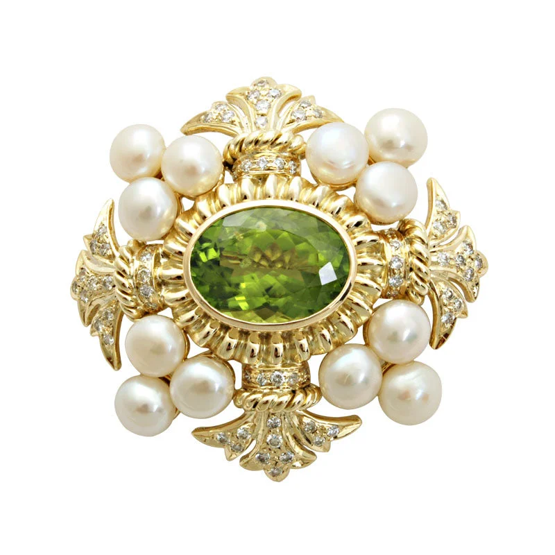 Brooch-Peridot, Pearl and Diamond  (1567B)