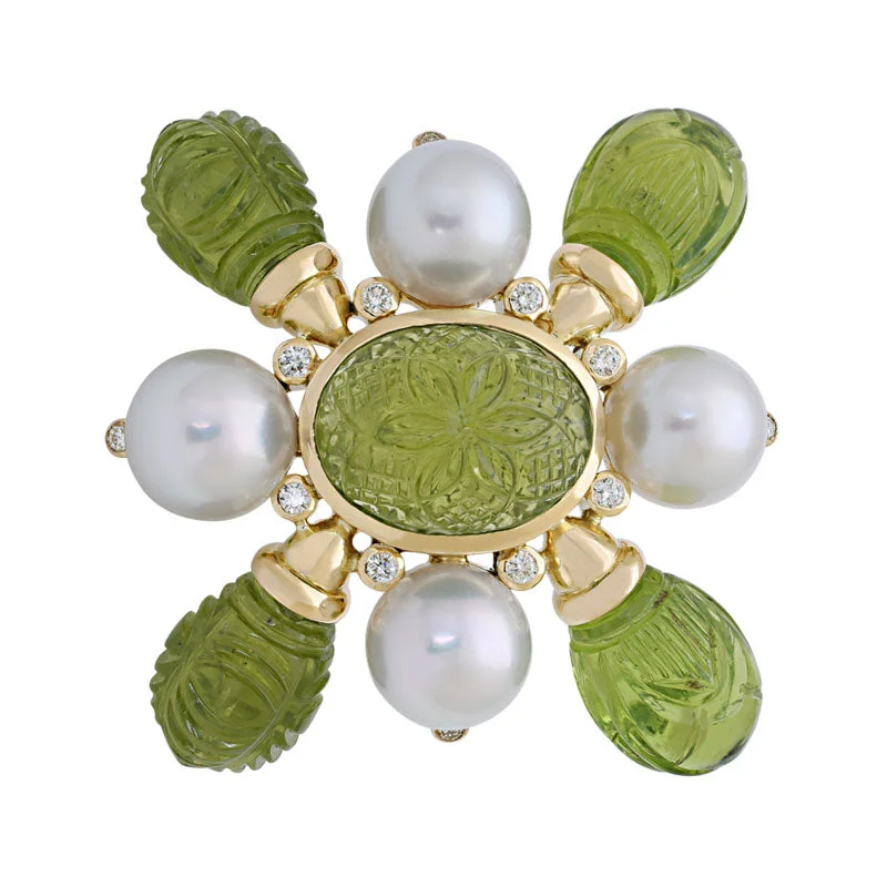 Brooch- Peridot, South Sea Pearl and Diamond (1832D)