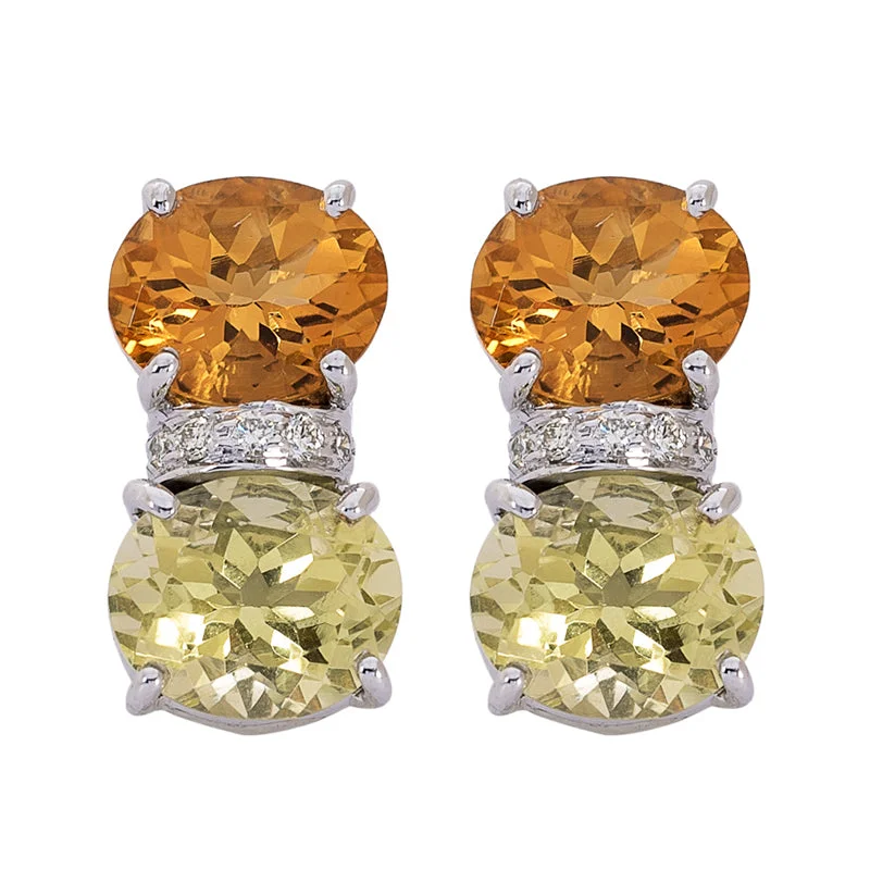 Earrings- Citrine, Lemon Quartz and Diamond