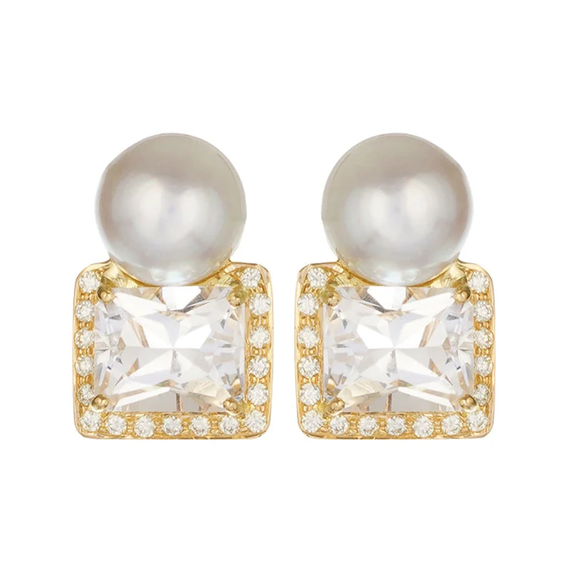 Earrings - Crystal, Diamonds and South Sea Pearl