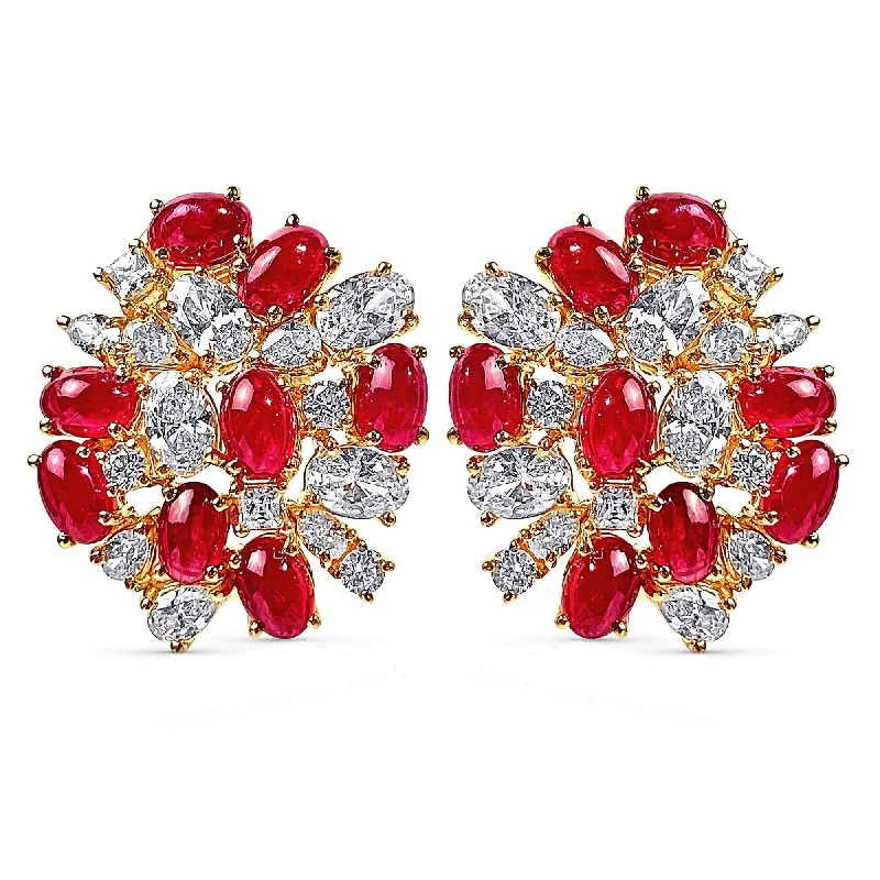 Earrings - Ruby and Crystal