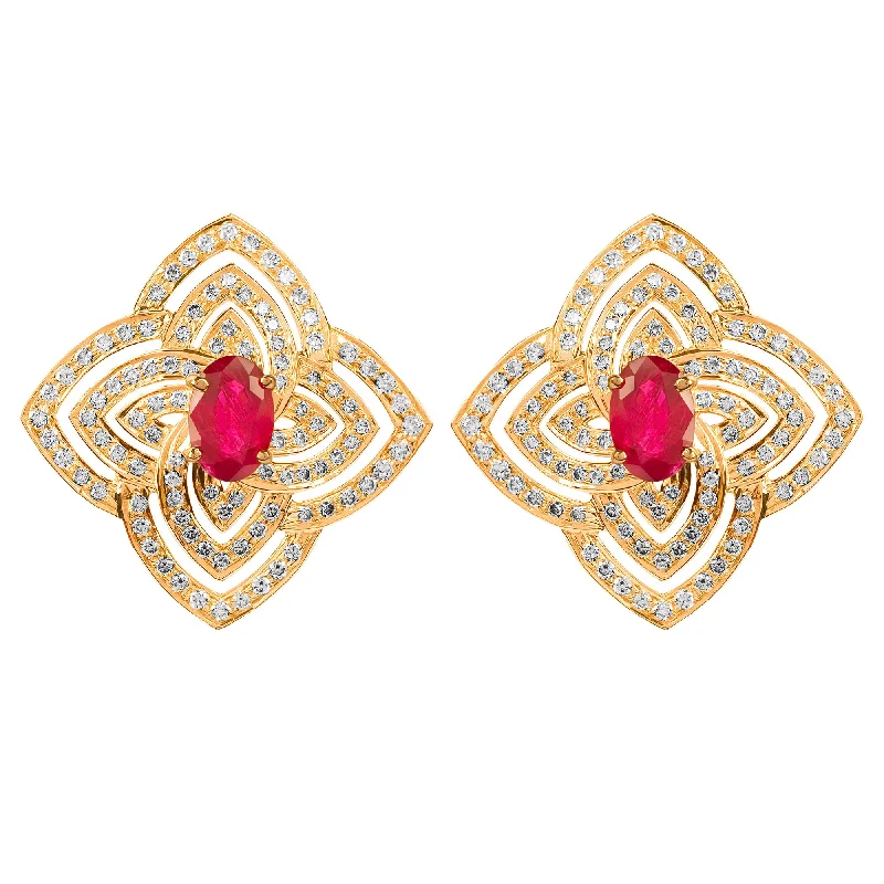 Earrings - Ruby & Diamond