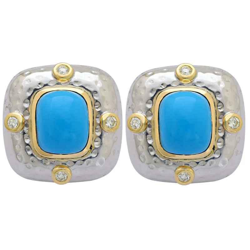 Earrings-Turquoise and Diamond