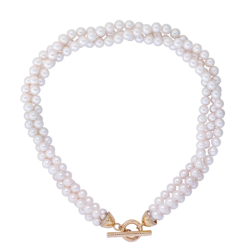 Toggle Necklace - Pearl and Diamond