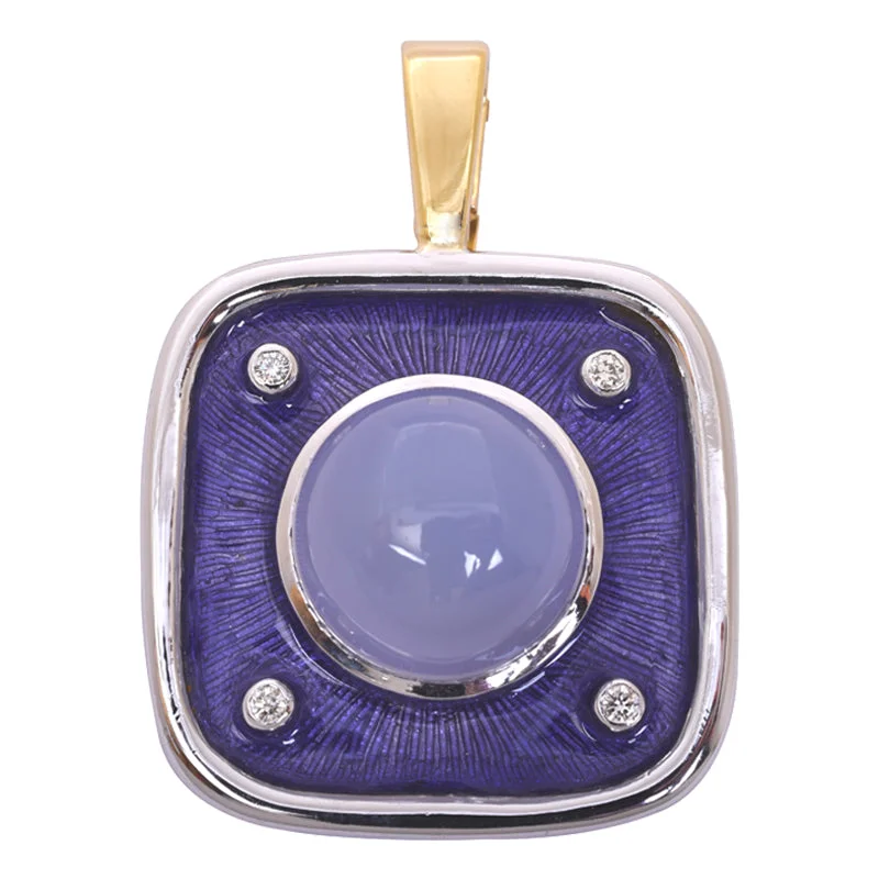 Pendant- Chalcedony and Diamond (Enamel)