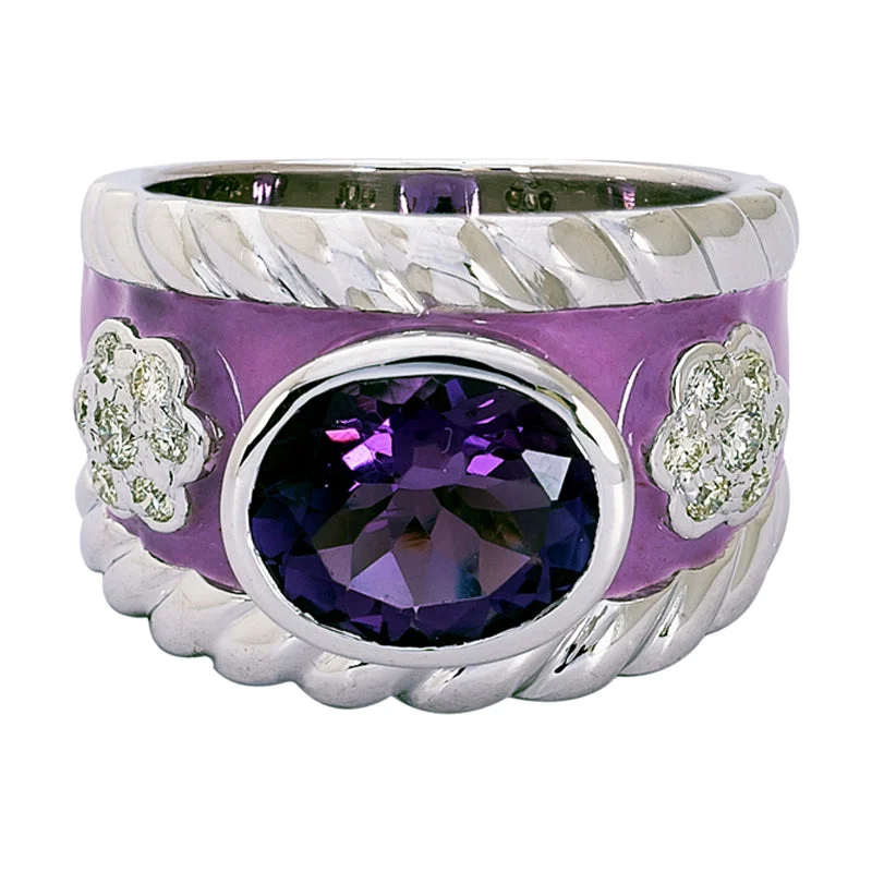 Ring- Amethyst and Diamond (Enamel)