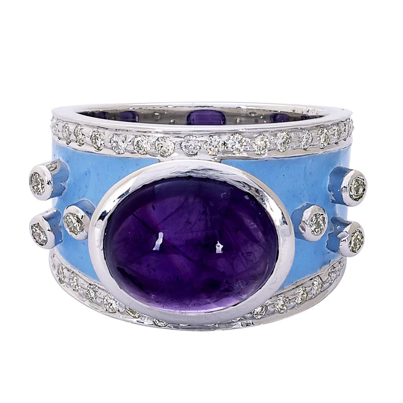 Ring- Amethyst and Diamond (Enamel)