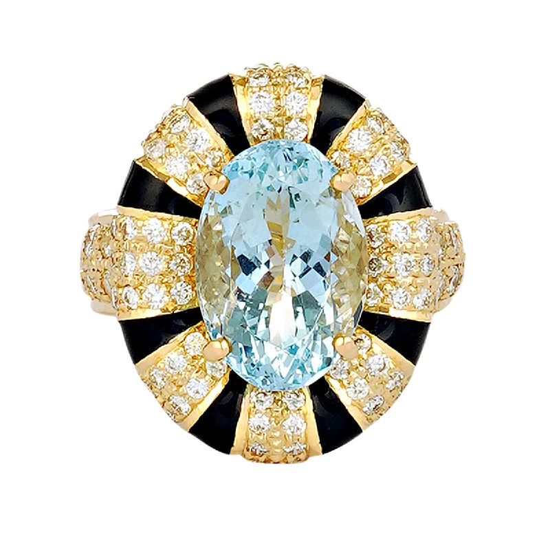 Ring - Aquamarine and Diamond (Enamel)