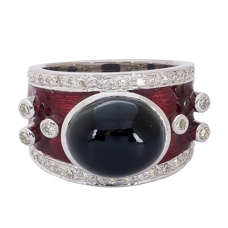 Ring- Black Onyx and Diamond (Enamel)