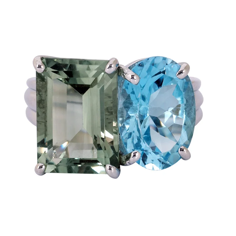 Ring- Blue Topaz and Green Quartz